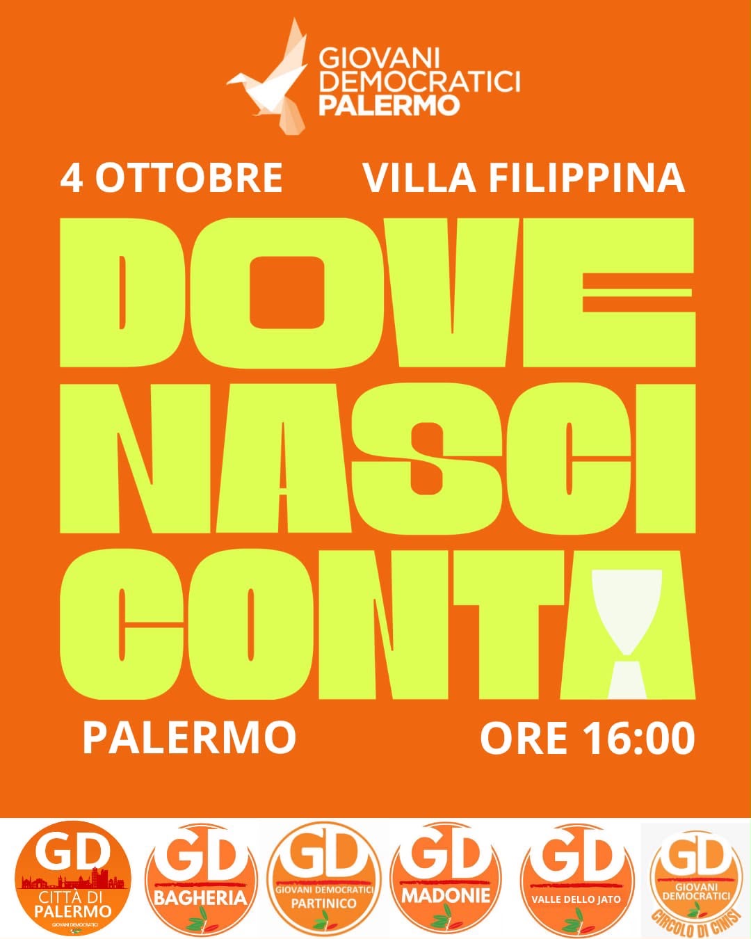 "Dove Nasci Conta": domenica 4 ottobre a Palermo i giovani democratici costruiscono una proposta politica per il futuro